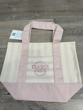 Trader Joe's Pink Striped Canvas Tote